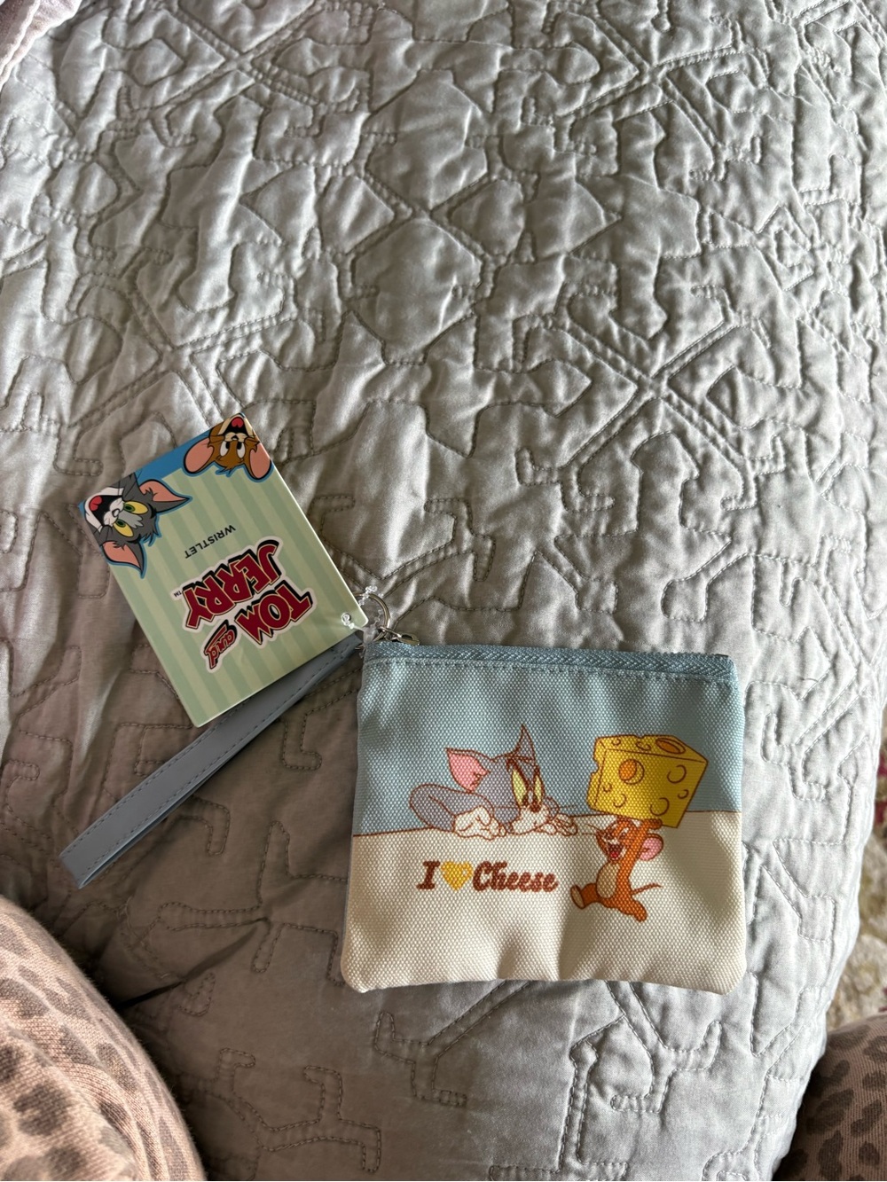 Tom & Jerry Wristlet Coin Purse - Light Blue Cream